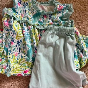 Floral Ruffle Top and Pants Set